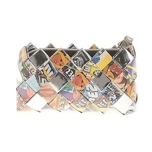 Pez Candy Woven Clutch Purse‎ Unique Novelty Silver Accent Zip Closure